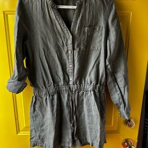 Cynthia Rowley Linen Khaki Romper